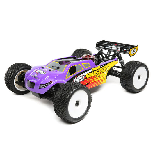 Losi 1/8 8IGHT-T 4WD Truggy Nitro RTR, Purple/Yellow (LOS04011V2)