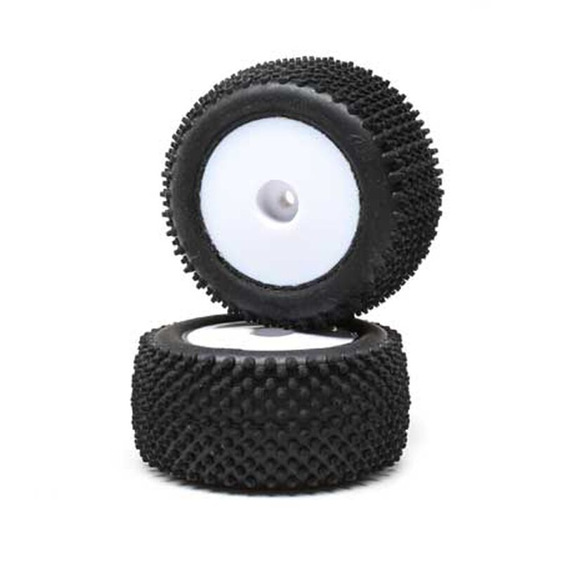 Losi Pin Tires, Rear, Mounted, White (2): Mini-T 2.0 (LOS41013)