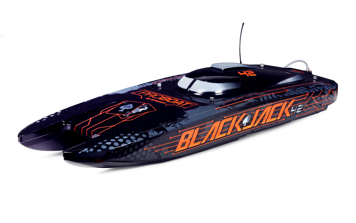 ProBoat Blackjack 42" 8S Brushless Catamaran RTR: Z (Black/Orange) (PRB08043T1)