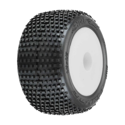 Pro-Line 1/18 Hole Shot F/R Mini Pre-Mounted Tires 8mm (2) White: (PRO1017713)