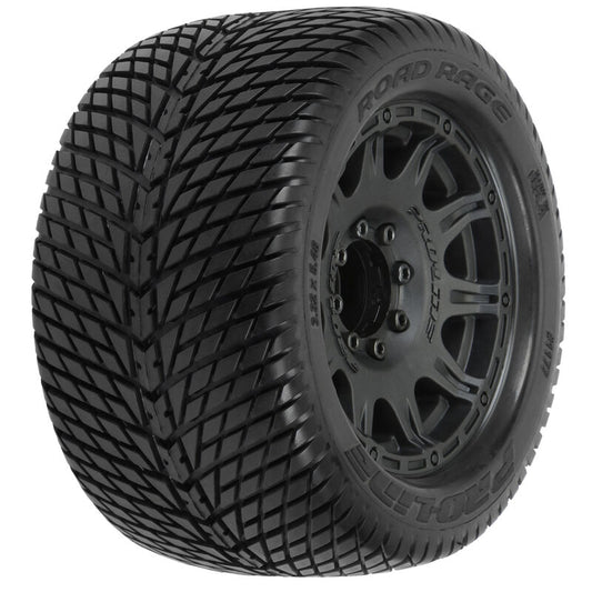 Pro-Line 1/8 Road Rage F/R 3.8" MT Tires Mounted 17mm Blk Raid (2) Item (PRO117710)