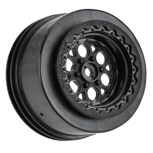 Pro-Line 1/10 Showtime+ Wide Rear 2.2"/3.0" 12mm Drag Wheels (2) Black (PRO279403)