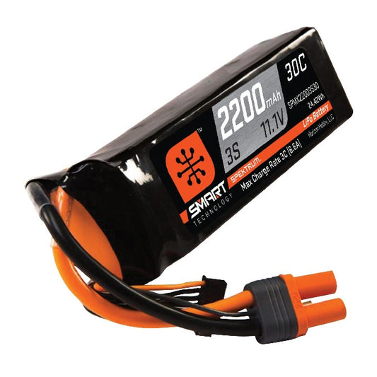 Spektrum 11.1V 2200mAh 3S 30C Smart LiPo Battery, IC3 (SPMX22003S30)