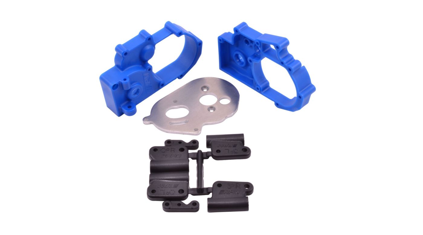 RPM Gearbox Housing and Rear Mounts, Blue: Traxxas 2WD Vehicles (RPM73615)