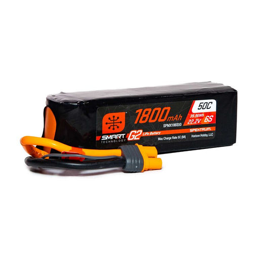 Spektrum 1800mAh 6S 22.2V Smart G2 LiPo 50C; IC3 (SPMX186S50)