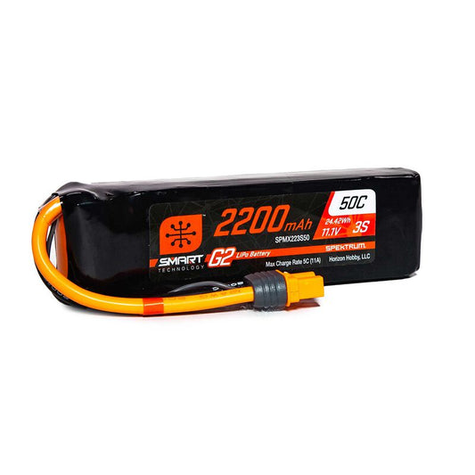 Spektrum 2200mAh 3S 11.1V Smart G2 LiPo 50C; IC3 (SPMX223S50)