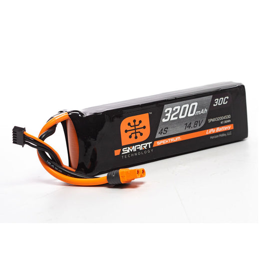 Spektrum 14.8V 3200mAh 4S 30C Smart LiPo Battery, IC3 (SPMX32004S30)