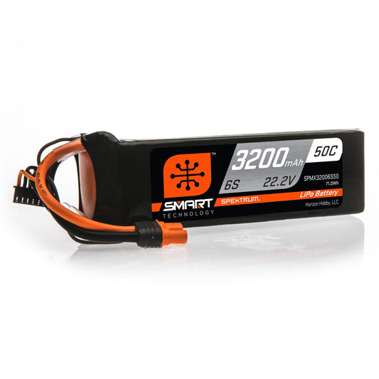 Spektrum 22.2V 3200mAh 6S 50C Smart LiPo Battery, IC3 (SPMX32006S50)