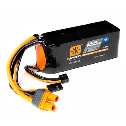 Spektrum 7.4V 4000mAh 2S 15C Smart LiPo Receiver Battery: Universal Receiver, IC3 (SPMX40002SRX)