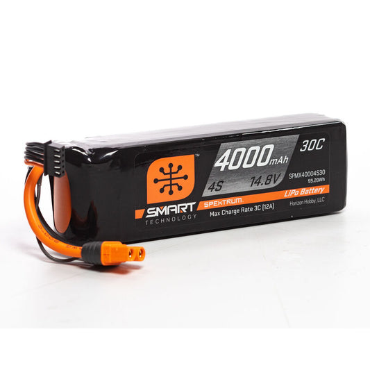 Spektrum 4000mAh 4S 14.8V Smart LiPo Battery 30C, IC3 (SPMX40004S30)