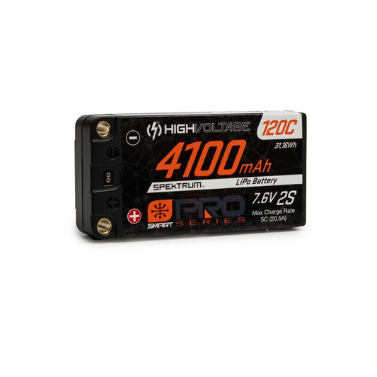 Spektrum 7.6V 4100mAh 2S 120C Smart Pro Race Shorty Hardcase LiHV Battery: Tubes, 5mm (SPMX412S120HT)