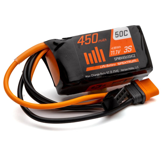 Spektrum 11.1V 450mAh 3S 50C LiPo Battery: IC2 (SPMX4503SIC2)