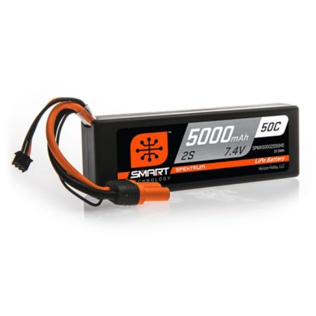 Spektrum 7.4V 5000mAh 2S 50C Smart Hardcase LiPo Battery: IC5 (SPMX50002S50H5)