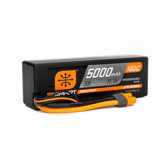 Spektrum 11.1V 5000mAh 3S 100C Smart Hardcase LiPo Battery: IC3 (SPMX50003S100H3)