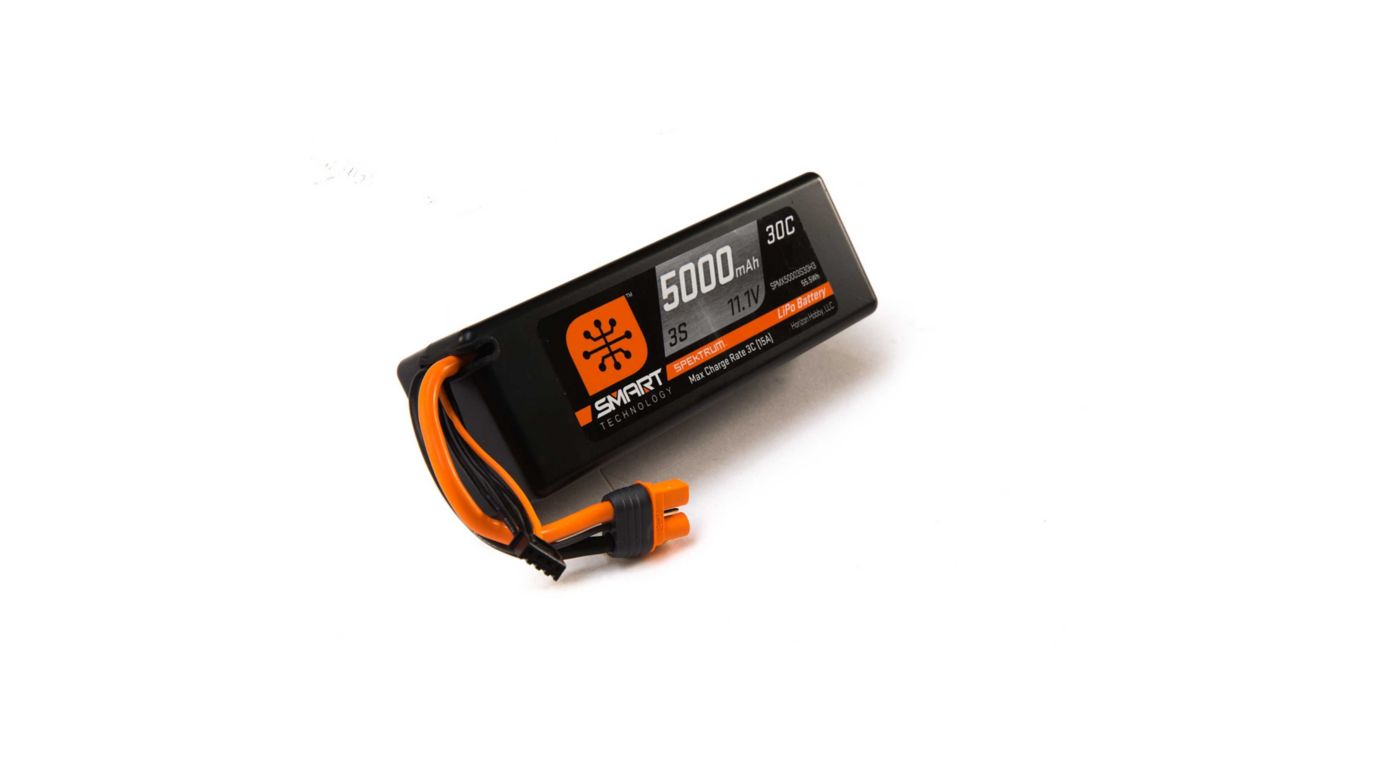 Spektrum 11.1V 5000mAh 3S 30C Smart Hardcase LiPo Battery: IC3 (SPMX50003S30H3)