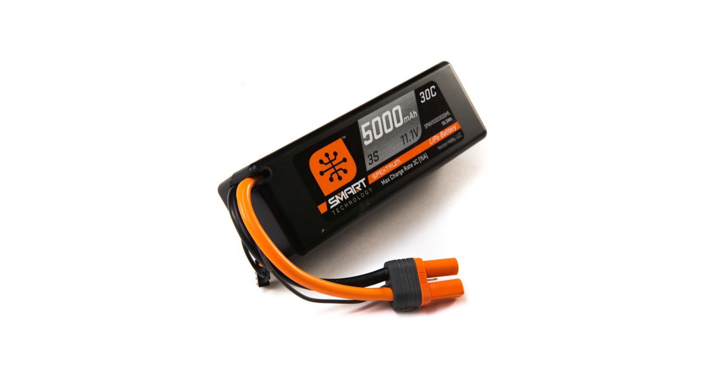 Spektrum 11.1V 5000mAh 3S 30C Smart Hardcase LiPo Battery: IC5 (SPMX50003S30H5)
