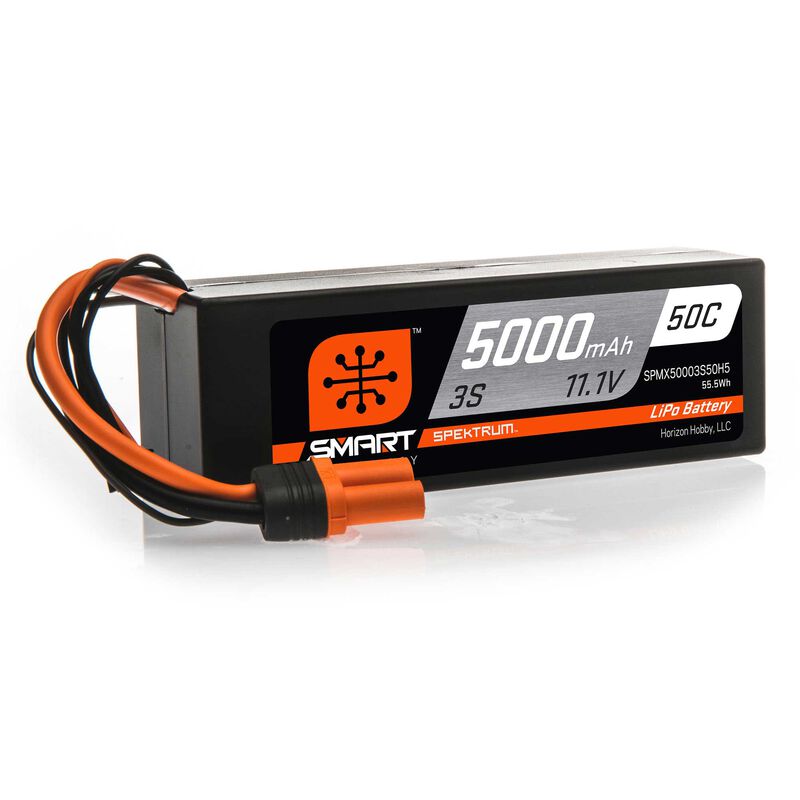 Spektrum 11.1V 5000mAh 3S 50C Smart Hardcase LiPo Battery: IC5 (SPMX50003S50H5)