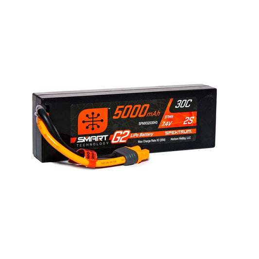 Spektrum 7.4V 5000mAh 2S 30C Smart LiPo G2 Hard Case: IC3 (SPMX52S30H3)