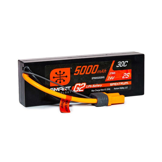 Spektrum 7.4V 5000mAh 2S 30C Smart G2 Hardcase LiPo Battery: IC5 (SPMX52S30H5)