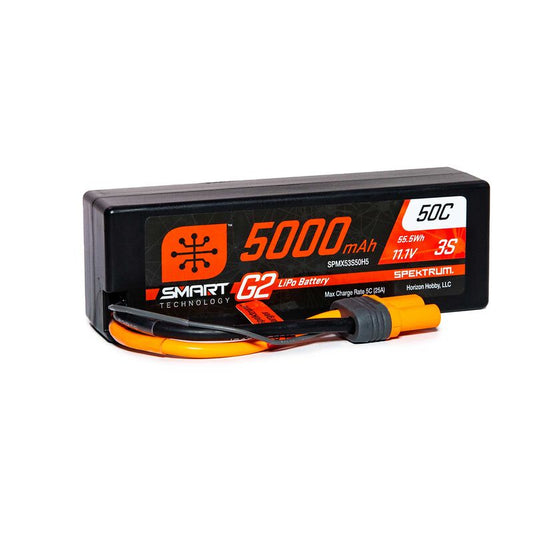 Spektrum 5000mAh 3S 11.1V Smart G2 LiPo 50C Hard Case; IC5 (SPMX53S50H5)