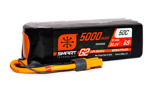 Spektrum 22.2V 5000mAh 6S 50C Smart LiPo G2: IC5 (SPMX56S50)