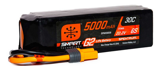 Spektrum 22.2V 5000mAh 6S 30C Smart LiPo G2: IC5 (SPMX56S30)