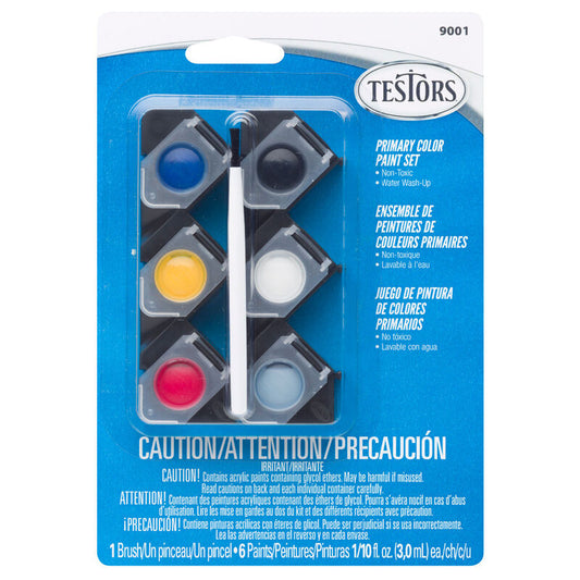 Testors 1/10 oz, Acrylic Pots, 6pk, Primary Colors (TES9001)