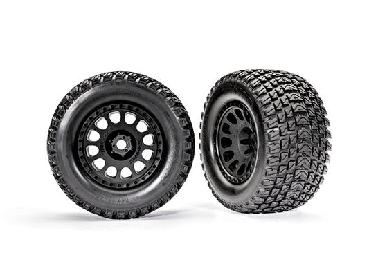 Traxxas Tires & wheels, assembled, glued (XRT™ Race black wheels, Gravix™ tires, foam inserts) (left & right) (7872)