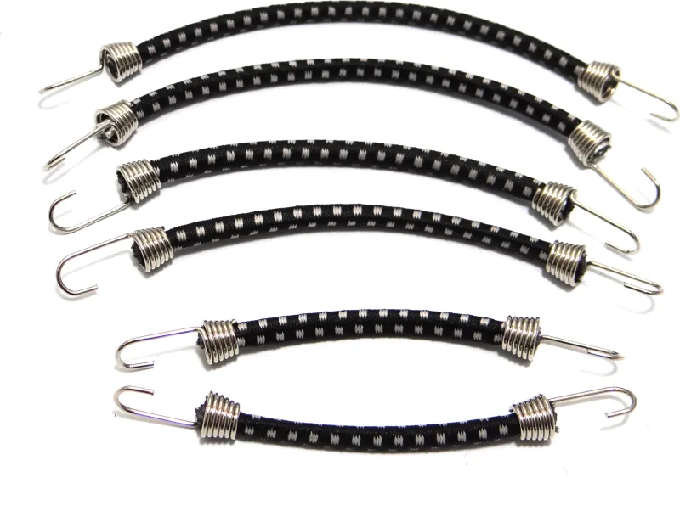 Hot Racing 1/10 Scale Bungee Cord Set (6) (Black W/ White) (ACC468C01)