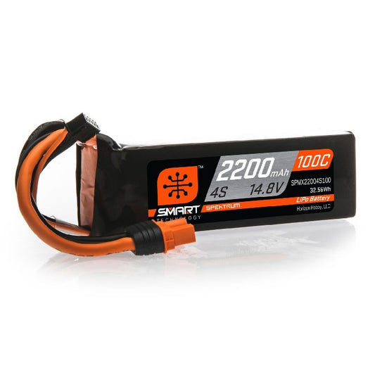 Spektrum 14.8V 2200mAh 4S 100C Smart LiPo Battery: IC3 (SPMX22004S100)