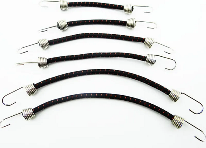 Hot Racing 1/10 Scale Bungee Cord Set (6) (Black W/ Red) (ACC468C21) Hot Racing