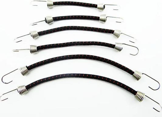 Hot Racing 1/10 Scale Bungee Cord Set (6) (Black W/ Red) (ACC468C21)