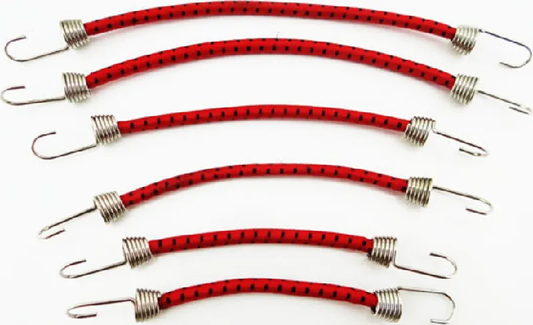 Hot Racing 1/10 Scale Bungee Cord Set (6) (Red W/ Black) (ACC468C12) Hot Racing