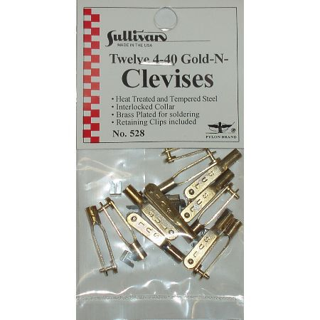 Sullivan 4-40 Gold-N-Clevises (12) SULQ3128