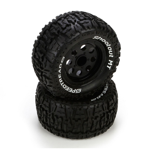 ECX Front/Rear Wheel & Tire, Premount, Black (2): 1/10 2WD/4WD Ruckus (ECX43008)