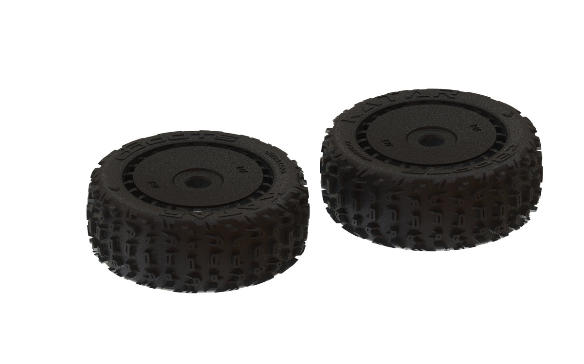 Arrma 1/8 dBoots Front/Rear 3.3 Pre-Mounted Tires, 17mm Hex, Black (2): Katar B 6S (ARA550058)