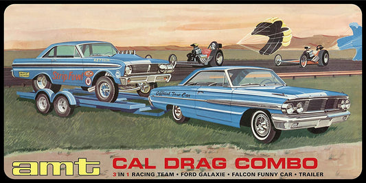 AMT Cal Drag Combo 1964 Galaxie, AWB Falcon & Trailer 1:25 Scale Model Kit (AMT1223)