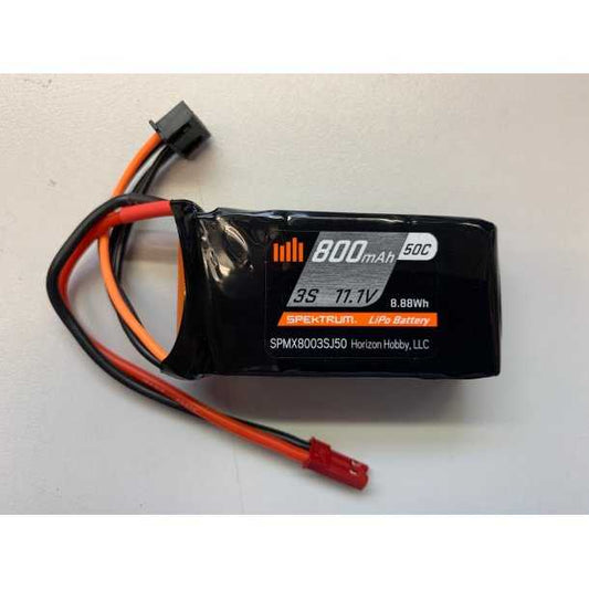 Spektrum 800mAh 3S 11.1V 50C LiPo, 18AWG JST (SPMX8003SJ50)