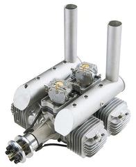 DLE-222cc 4-Cyl Gas Engine w/EI/Mufflers/Mount (DLEG0222)