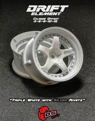 Drift Element Adjustable Offset Wheels (White/Silver) (DE-003)