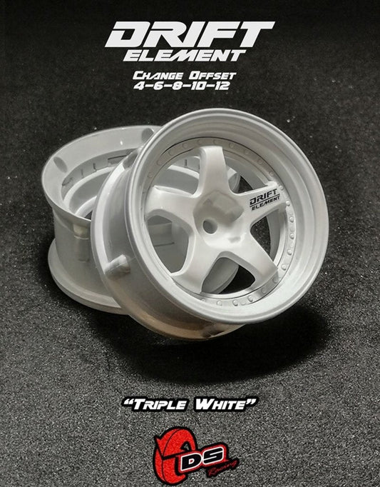 Drift Element Adjustable Offset Wheels (White/White) (DE-001) Scale Speed