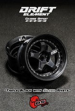 Drift Element Adjustable Offset Wheels (Black/Silver) (DE-006) Scale Speed