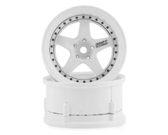 DS Racing Drift Element 5 Spoke Drift Wheels (Triple White w/Black Rivets) (2) (Adjustable Offset) w/12mm Hex (DSC-DE-002)