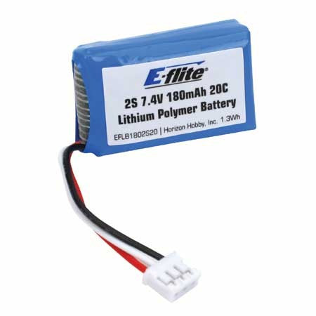 E-flite 2S 180mAh 20C 7.4V  LiPo, 26AWG (EFLB1802S20)