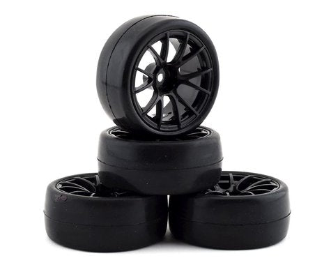 Firebrand RC Hustler RS Pre-Mounted On-Road Tires (4) (Black) w/CarpetMuncher Tires, 12mm Hex & 9mm Offset (FBR1HUSTLR405) Amain Hobbies
