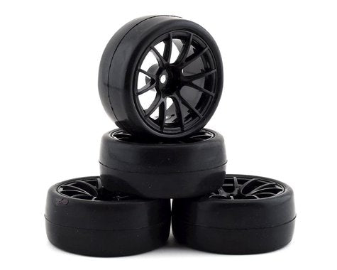 Firebrand RC Hustler RS Pre-Mounted On-Road Tires (4) (Black) w/CarpetMuncher Tires, 12mm Hex & 9mm Offset (FBR1HUSTLR405)