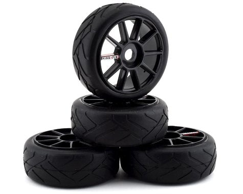 Firebrand RC Kingpin ST Pre-Mounted On-Road Tires (4) (Black) w/17mm Hex Amain Hobbies