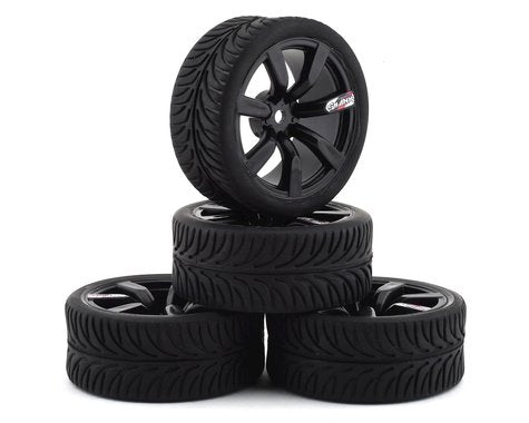 Firebrand RC Shanx RT3 Pre-Mounted On-Road Tires (4) (Black) w/Mako Tires, 12mm Hex & 3mm Offset (FBR1SHANXX467) Amain Hobbies