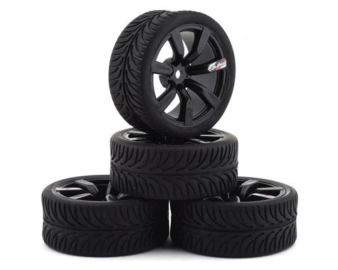 Firebrand RC Shanx RT3 Pre-Mounted On-Road Tires (4) (Black) w/Mako Tires, 12mm Hex & 3mm Offset (FBR1SHANXX467)