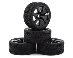 Firebrand RC Shanx RT3 Pre-Mounted On-Road Tires (4) (Black) w/Mako Tires, 12mm Hex & 3mm Offset (FBR1SHANXX467) Amain Hobbies